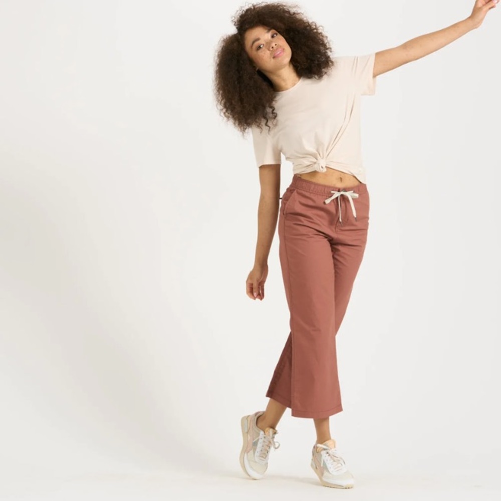 NWT Vuori womens rip stop wideleg pants xs copper orange brown ankle crop